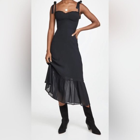 NEW Reformation Nikita Midi Dress in Black | size 4 - Picture 5 of 13